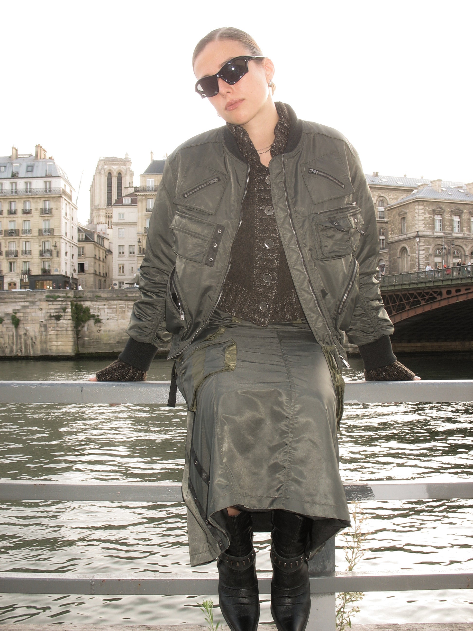 Military Casual Side-Pocket gutaussehende MA1 & Flare-Skirt