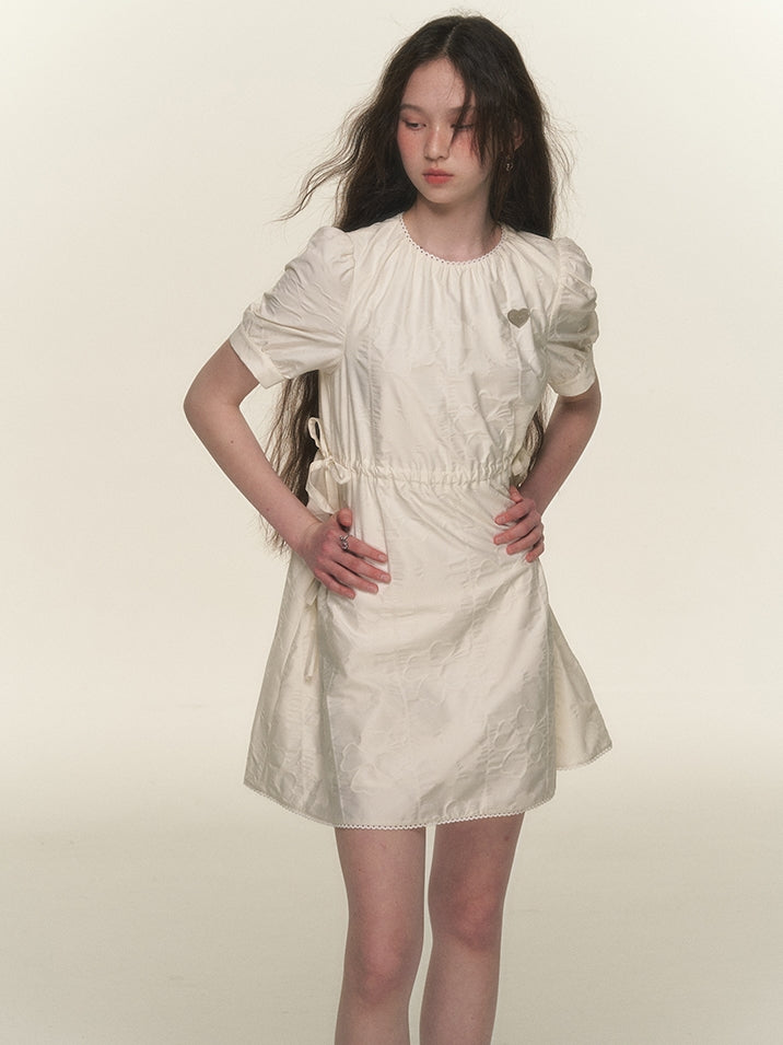 Embroidery Drawstring Natural Mini One-Piece