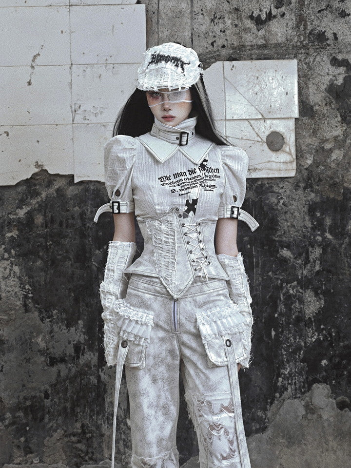 고딕 레이스 업 레이스 빈티지 스타 Nichi Bustier