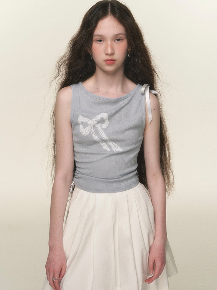 Ribbon Slim Feminine Graphic Tank-Top