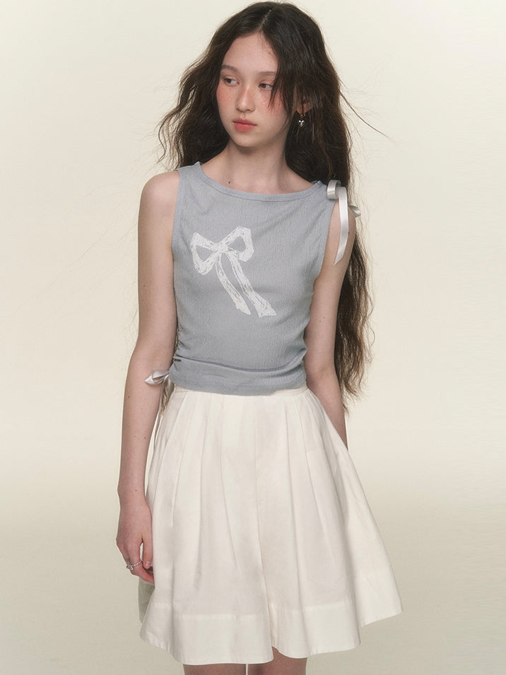 Ribbon Slim Feminine Graphic Tank-Top