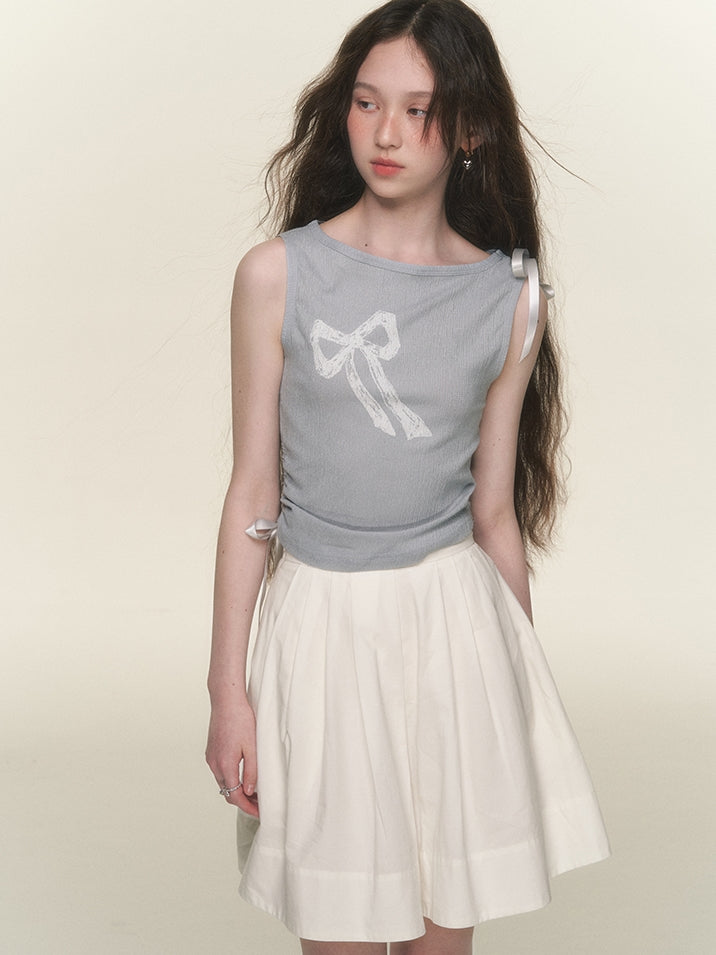 Ribbon Slim Feminine Graphic Tank-Top
