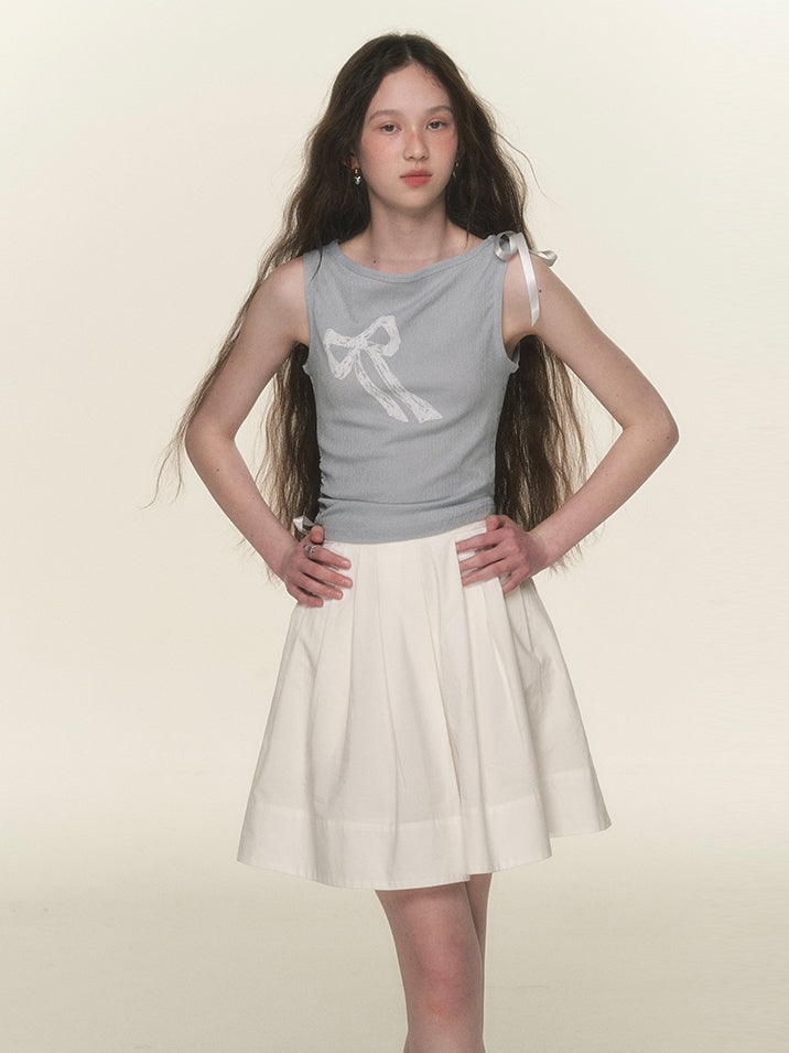 Ribbon Slim Feminine Graphic Tank-Top