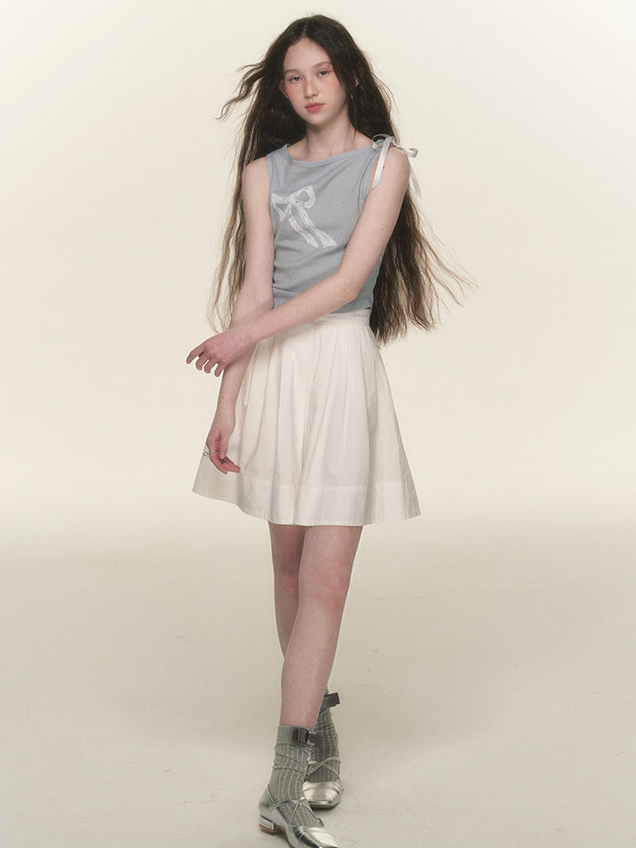 Ribbon Slim Feminine Graphic Tank-Top