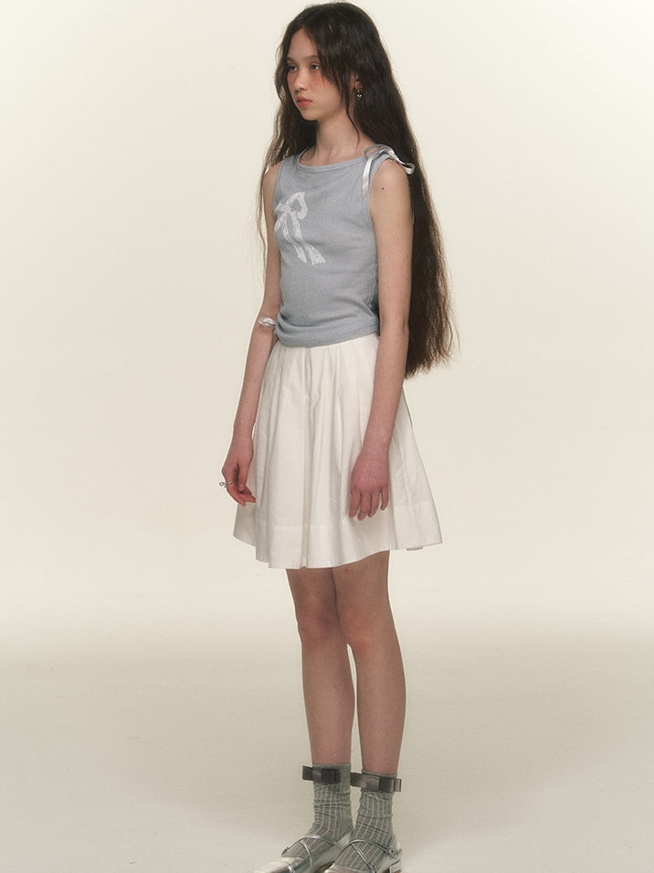 Ribbon Slim Feminine Graphic Tank-Top