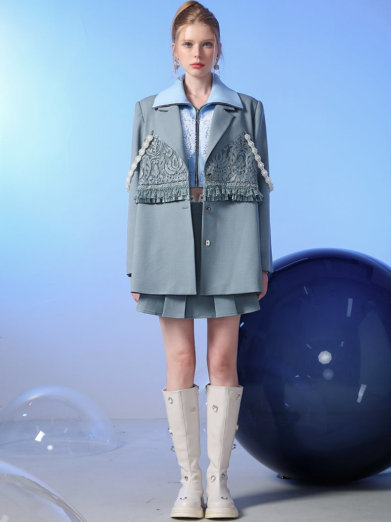 Box-Pleats Flare Casual Minirocke