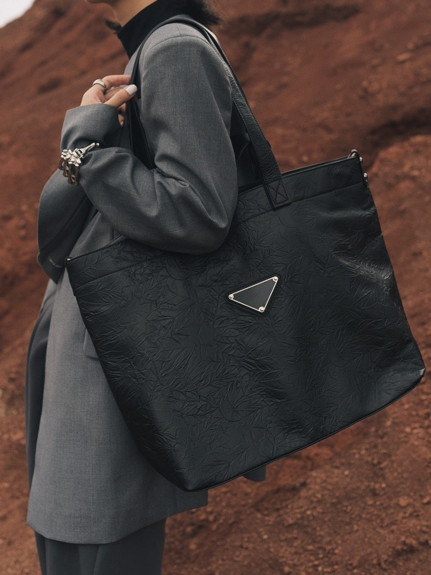 가죽 자수 금속 큰 토트 백