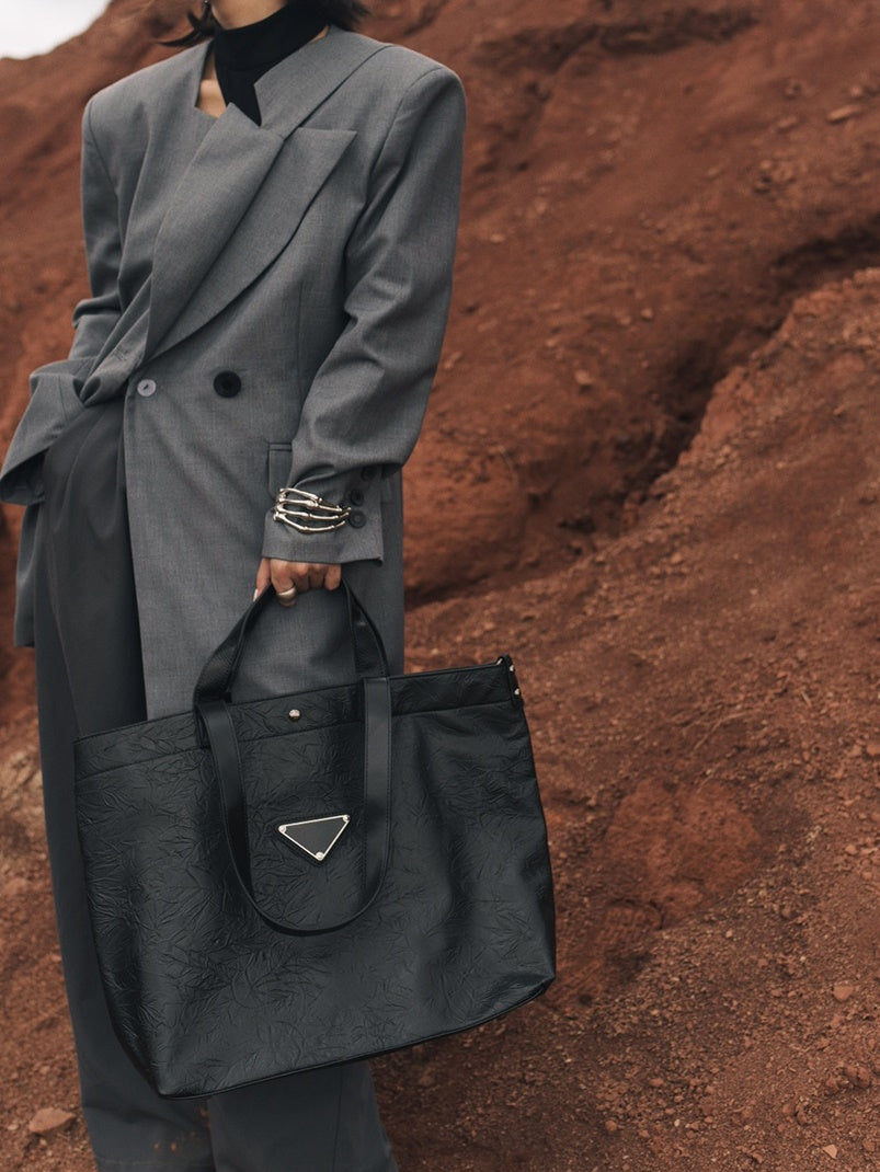 가죽 자수 금속 큰 토트 백