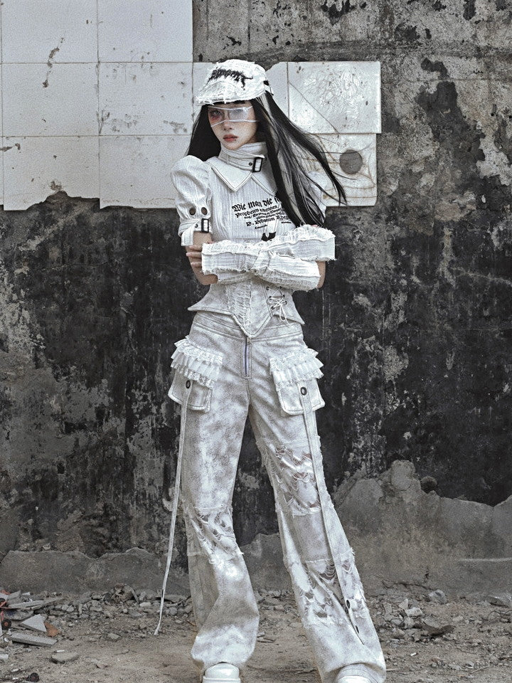 고딕 레이스 업 레이스 빈티지 스타 Nichi Bustier