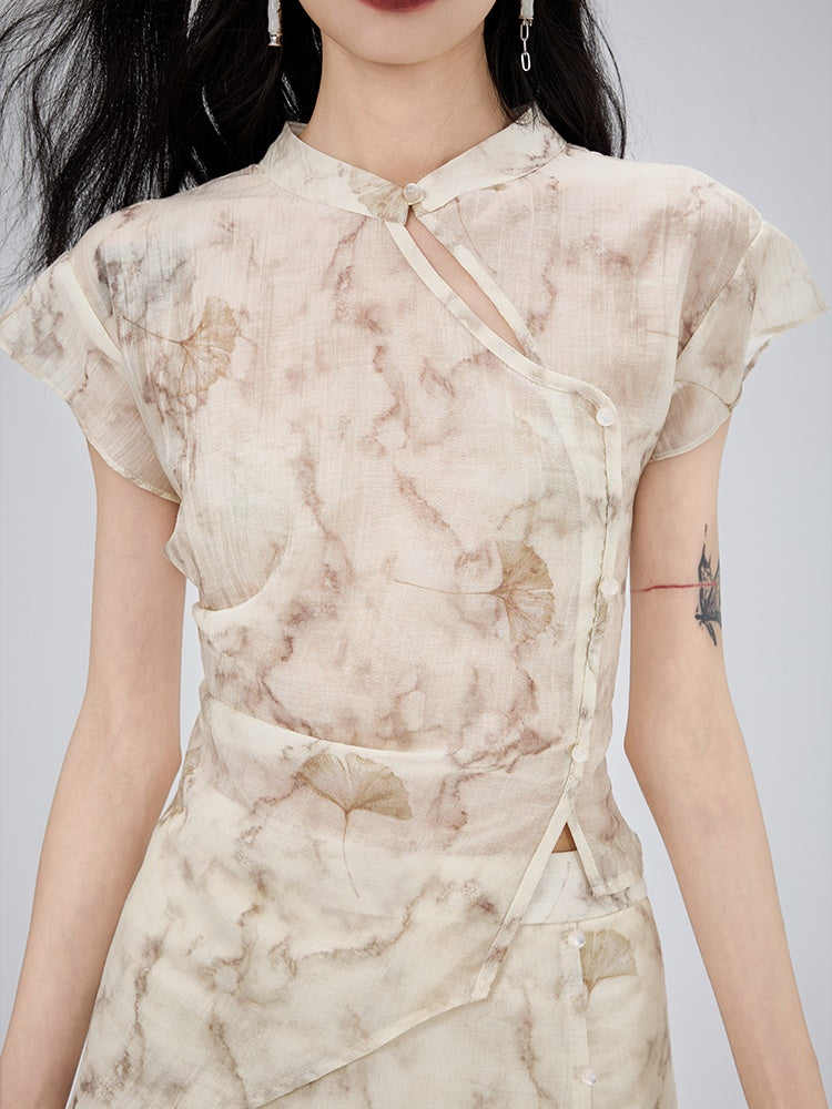 Blouse&Long-Skirt China Embroidery Tie-Dye Set-Up