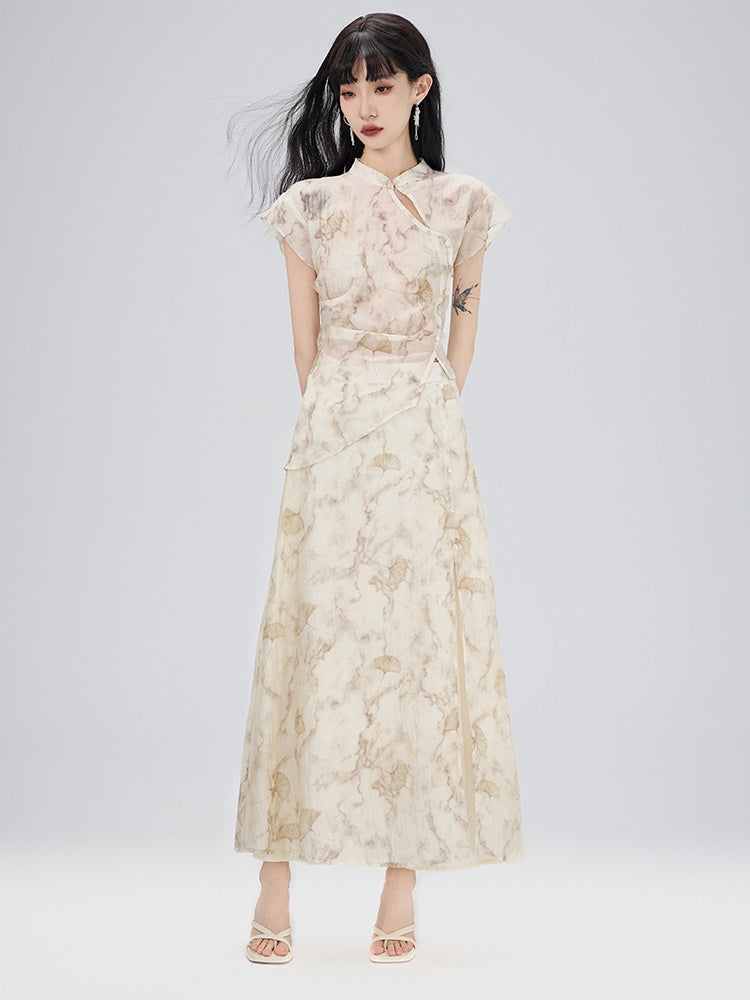 Blouse&Long-Skirt China Embroidery Tie-Dye Set-Up