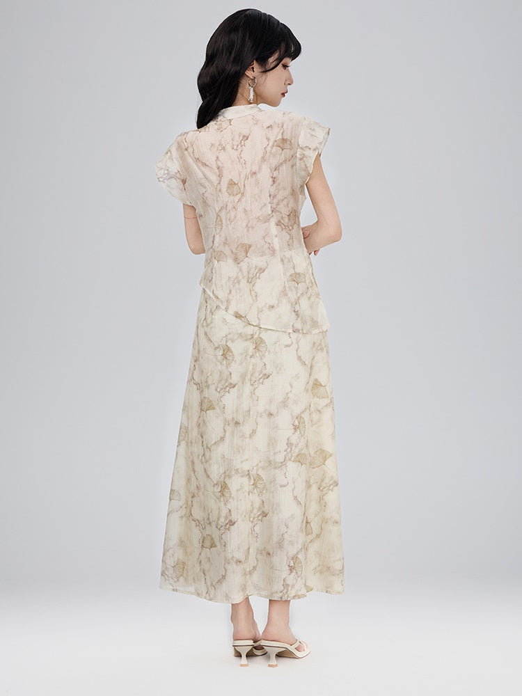 Blouse&Long-Skirt China Embroidery Tie-Dye Set-Up