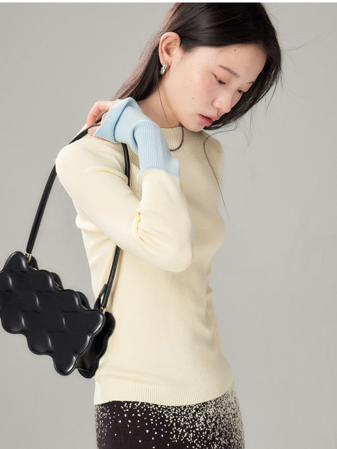 Bi-Color Retro Boat-Hals Retro Simple Slim Strick