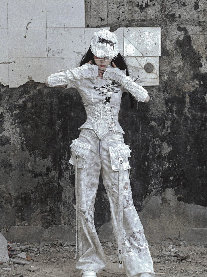 고딕 레이스 업 레이스 빈티지 스타 Nichi Bustier