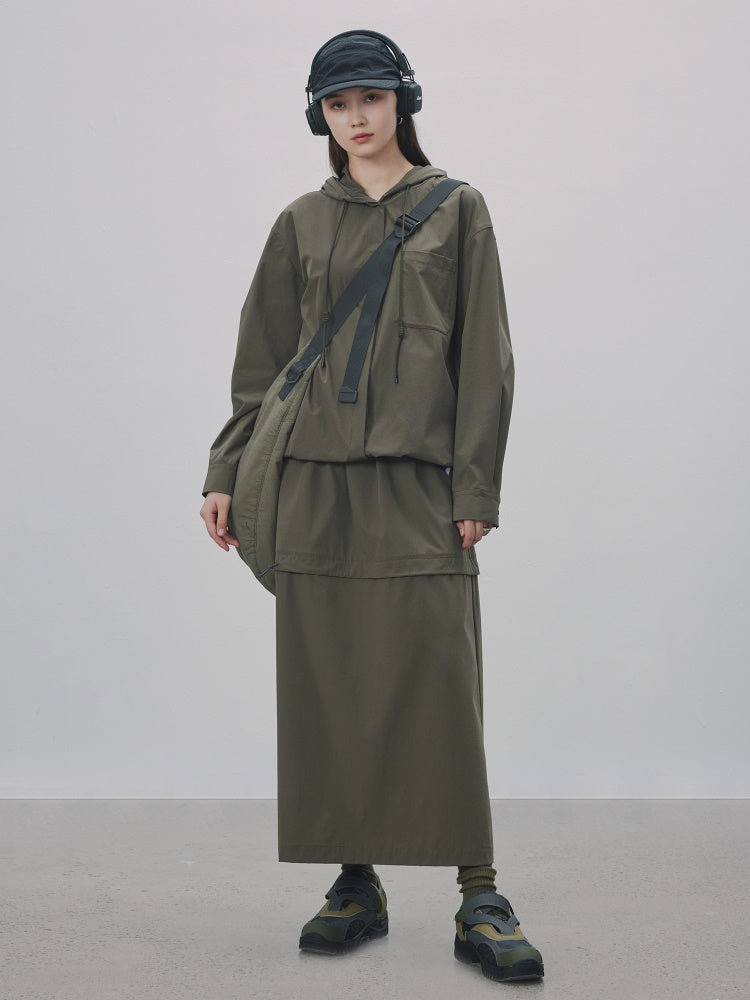 Drawstring Hoodie Oversize Shirt