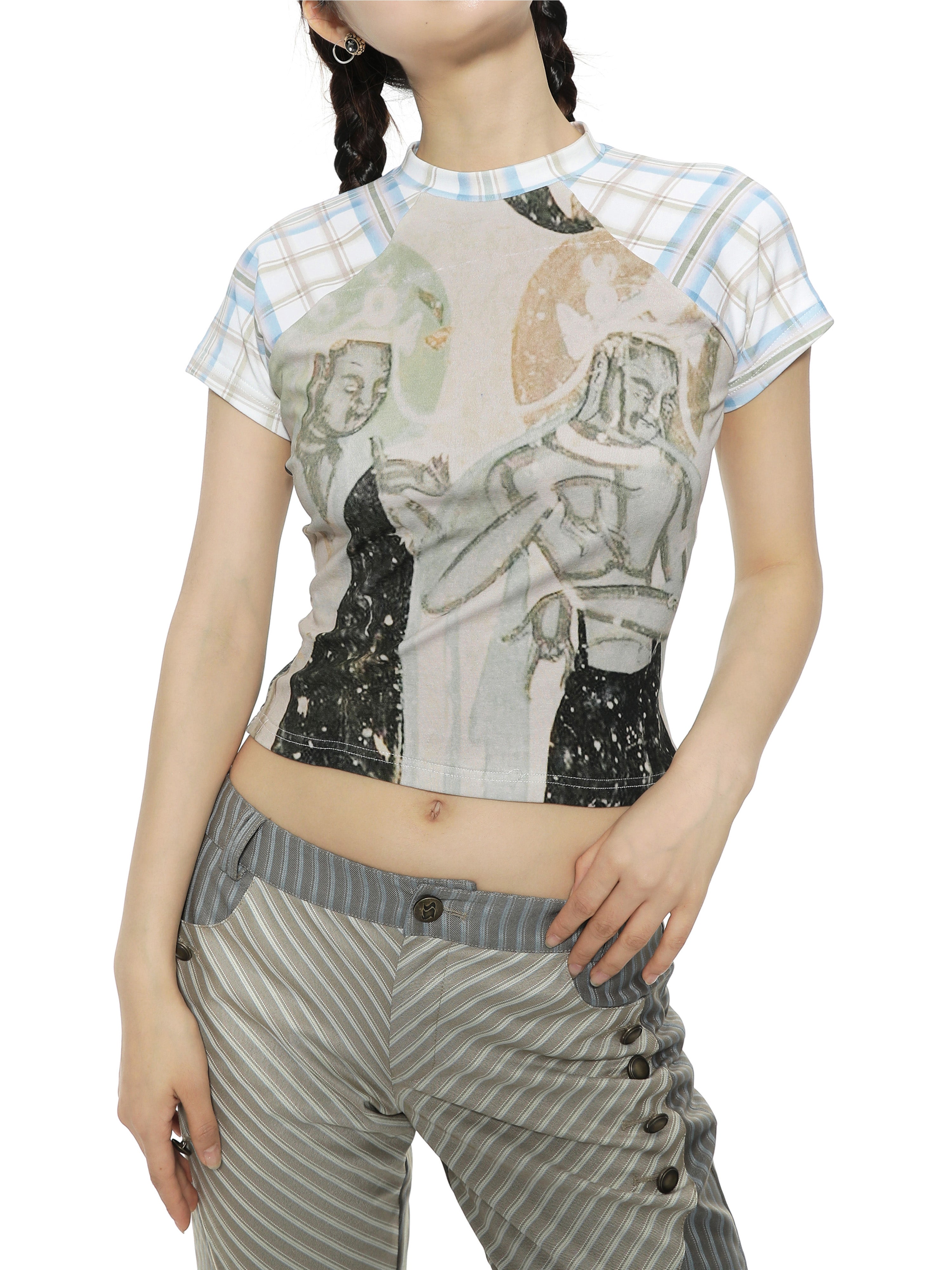 Modern Unique Checked Slim Thin T-shirt