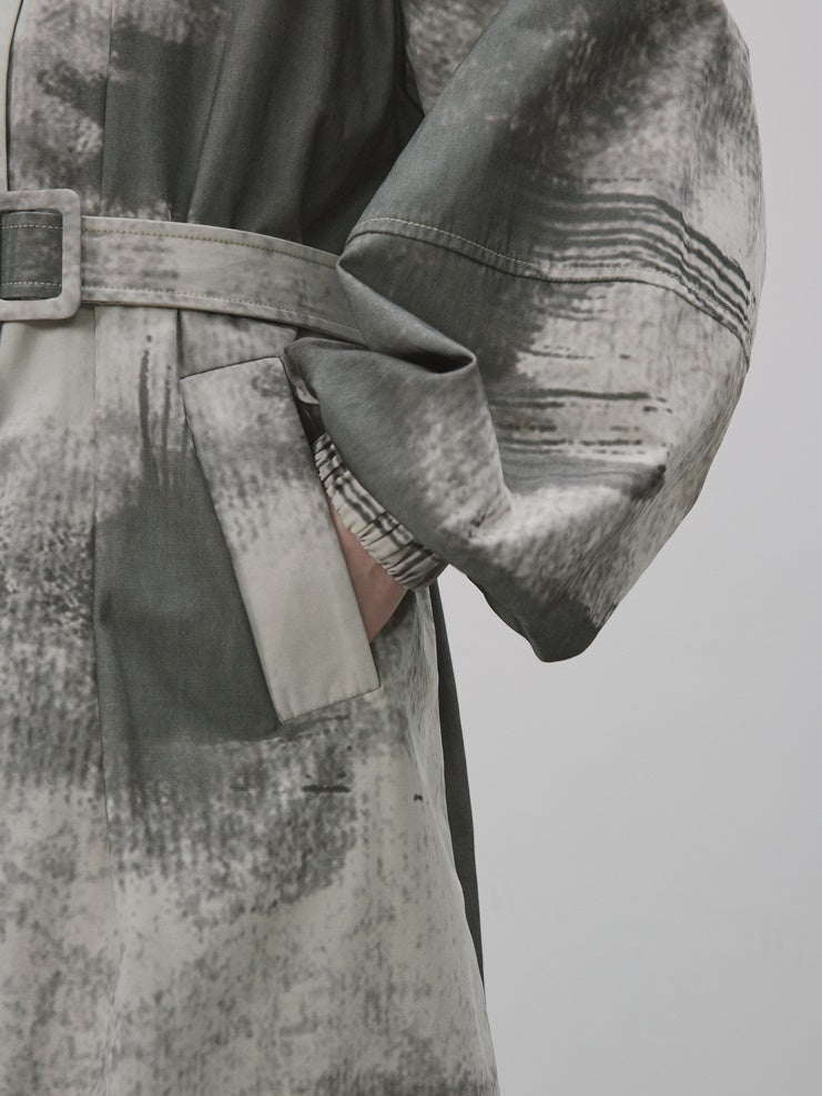 페인트 스프레이 오버사이즈 니치 롱 셔츠