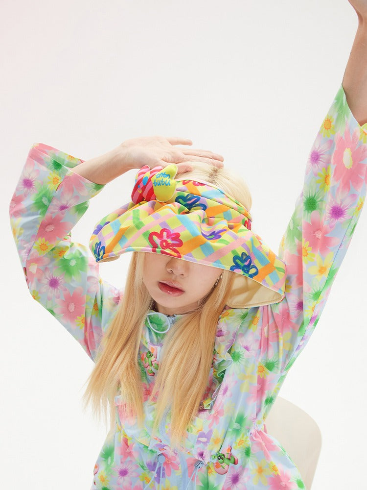 Sunvisor à fleurs à carreaux