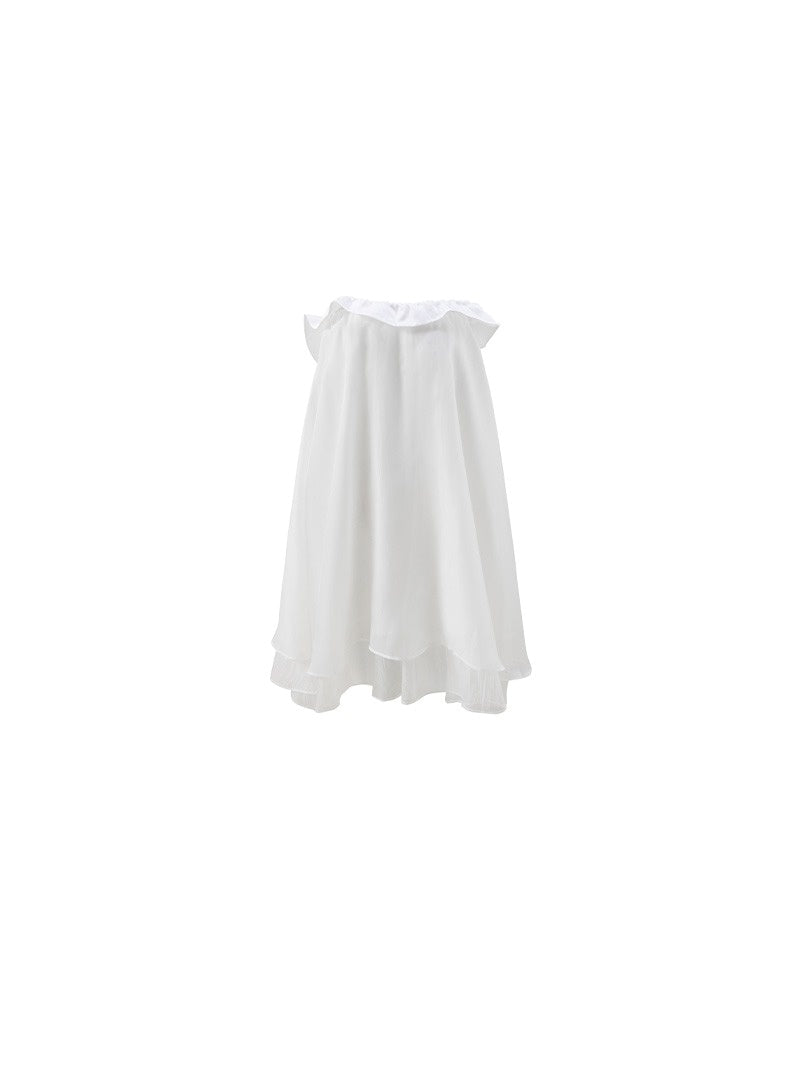 Irregular Cuffed Design Multi-layer Bare Top Dress