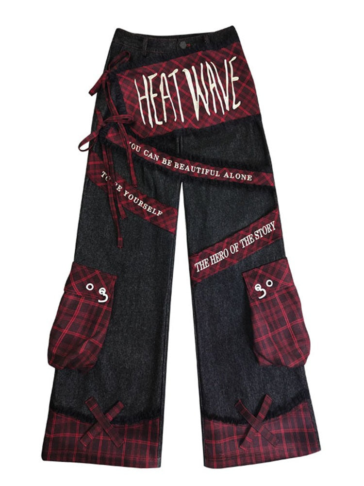 자수 틈새 시장 멀티 포켓 스트리트 바지