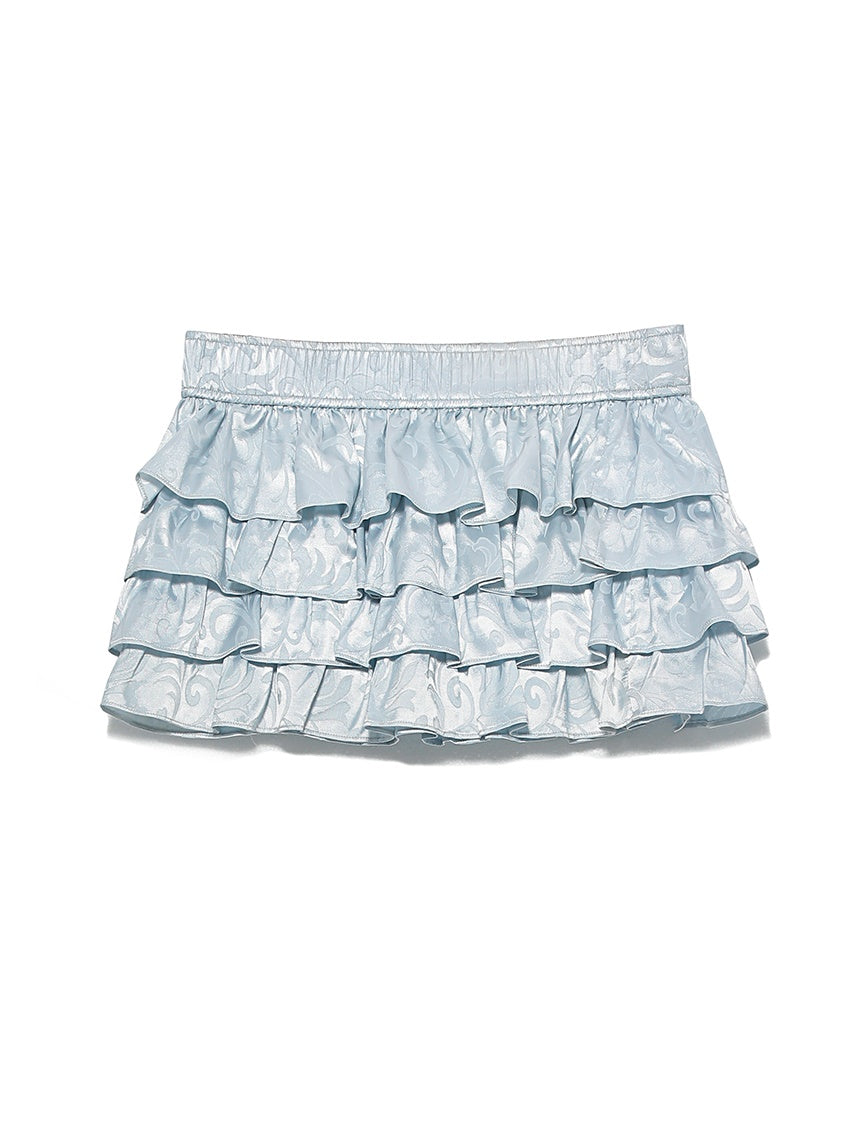 광택있는 프릴 플레어 캐주얼 베어 탑