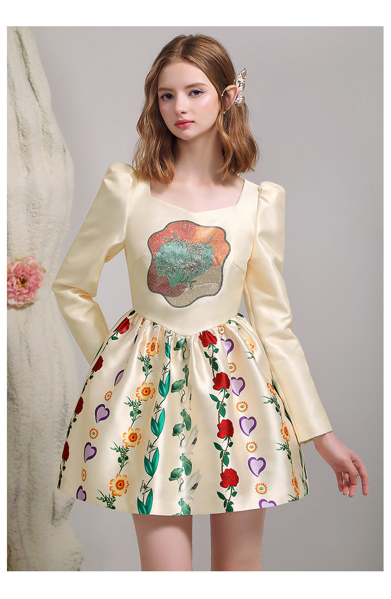 Glossy Rose Flower Classy Feminine One-Piece