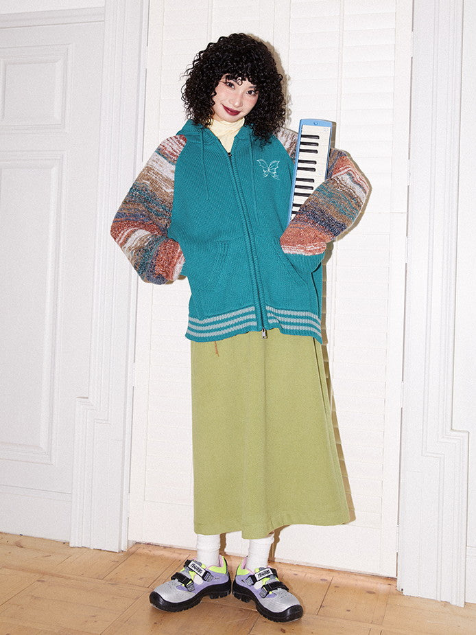 국경 레트로 까마귀 캐주얼 컬러 니트 파르카