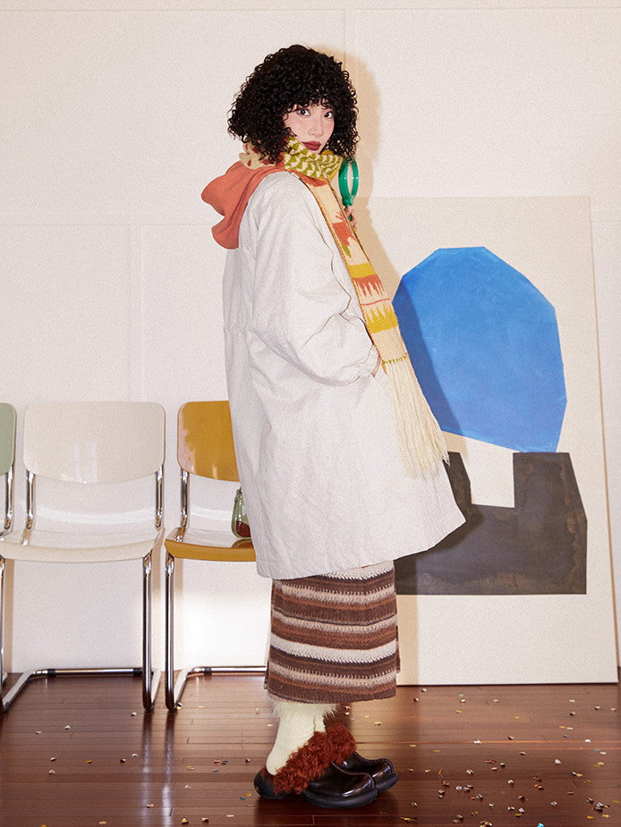 Cotton Draw String Casual Sinkey Long Coat