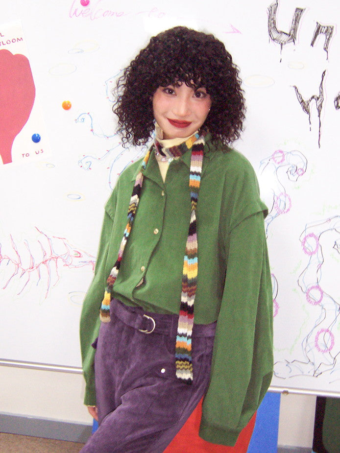 Corduroy Plain Simple Oversize Causal Shirt