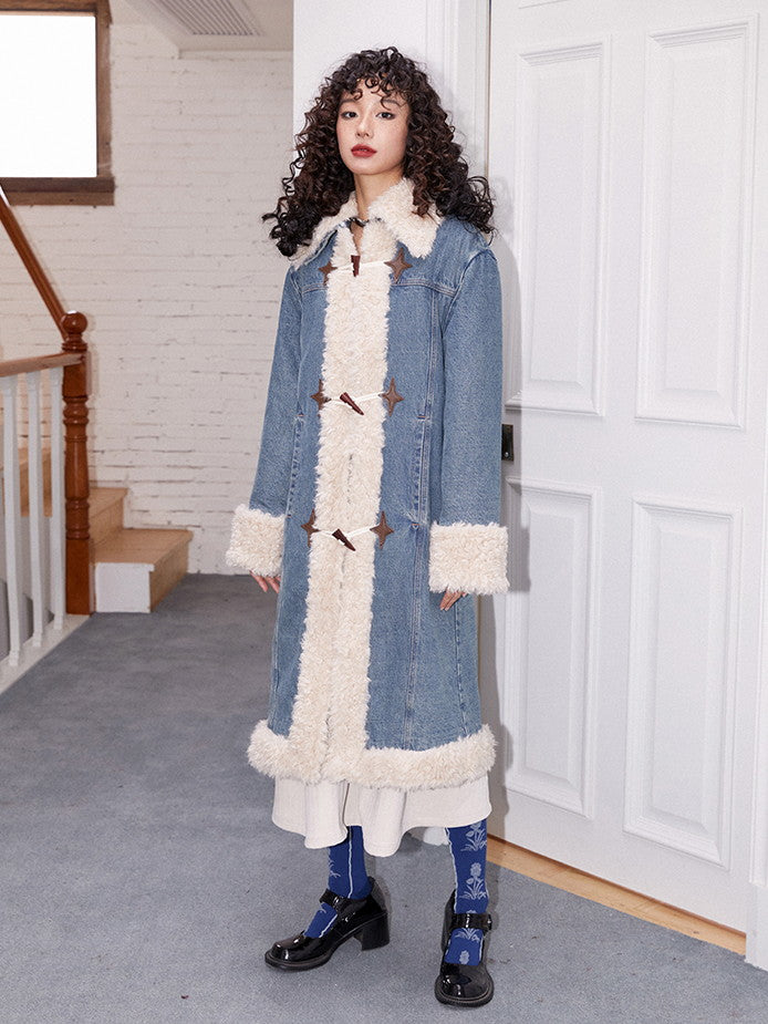 Denim Boa Casual Quilting Nichi Warm Long-Coat