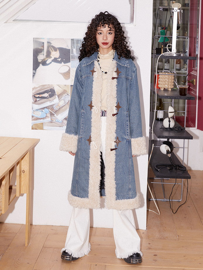 Denim Boa Casual Quilting Nichi Warm Long-Coat