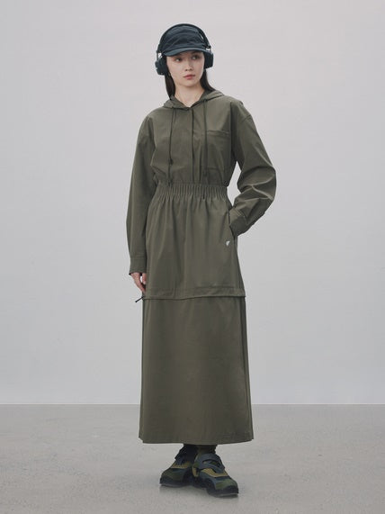 Drawstring A-Line Casual Long-Skirt