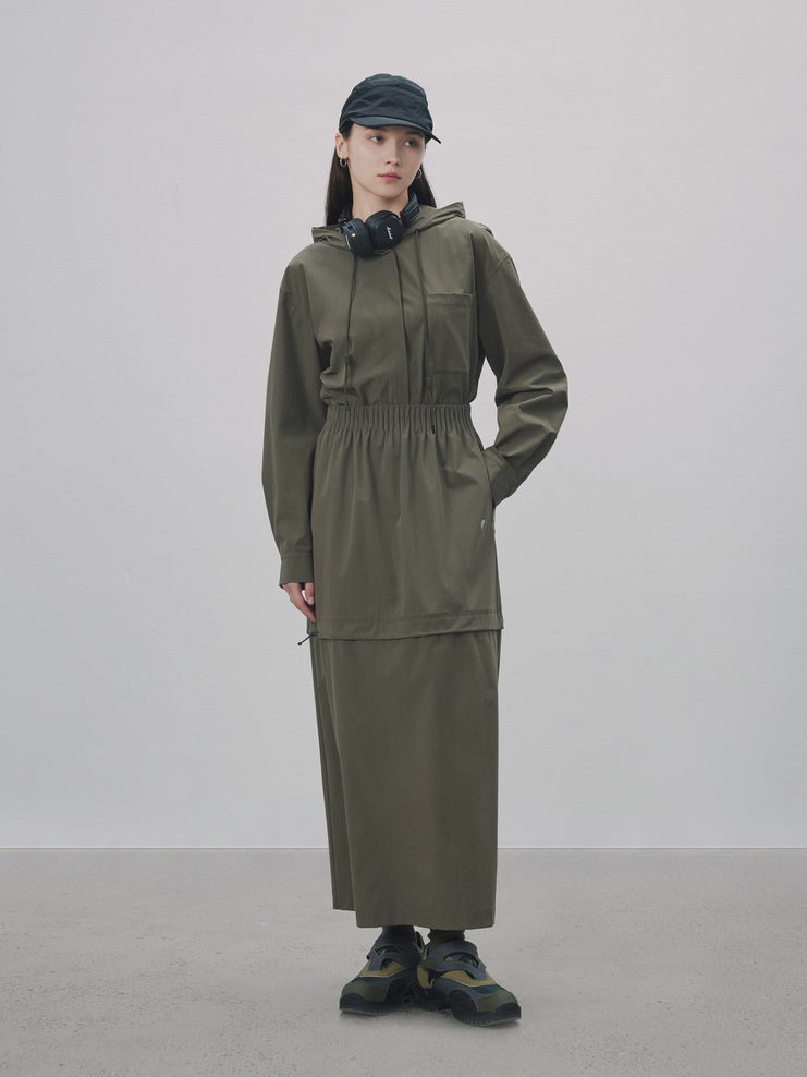 Drawstring A-Line Casual Long-Skirt