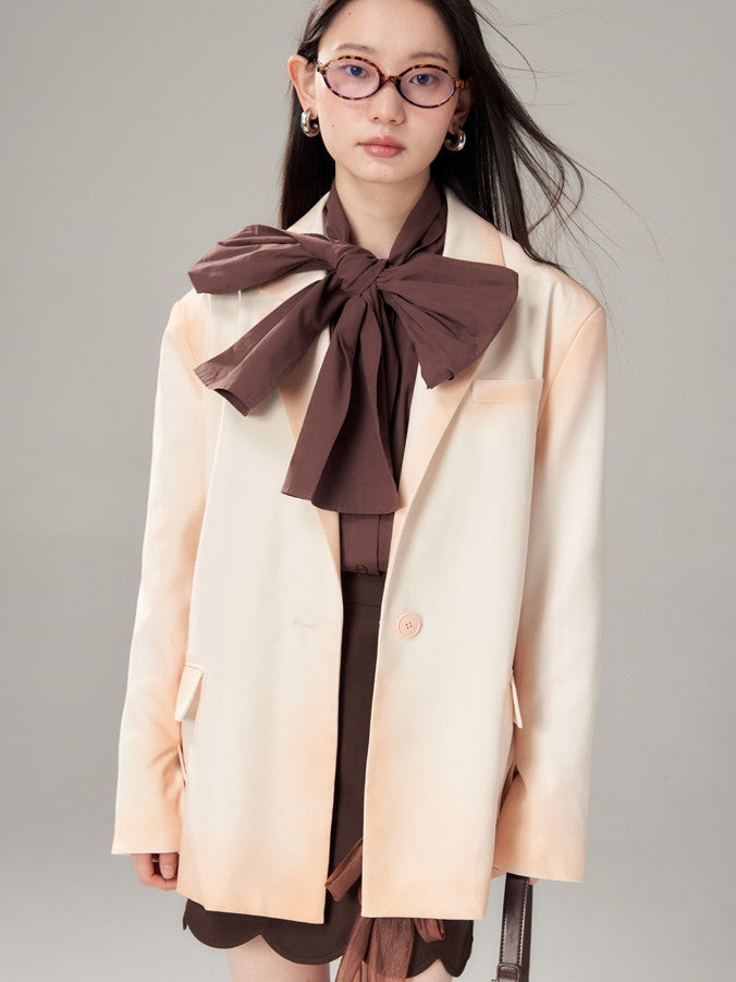 Gradation Nichi Einzigartige übergroße Retro-Farbjacke