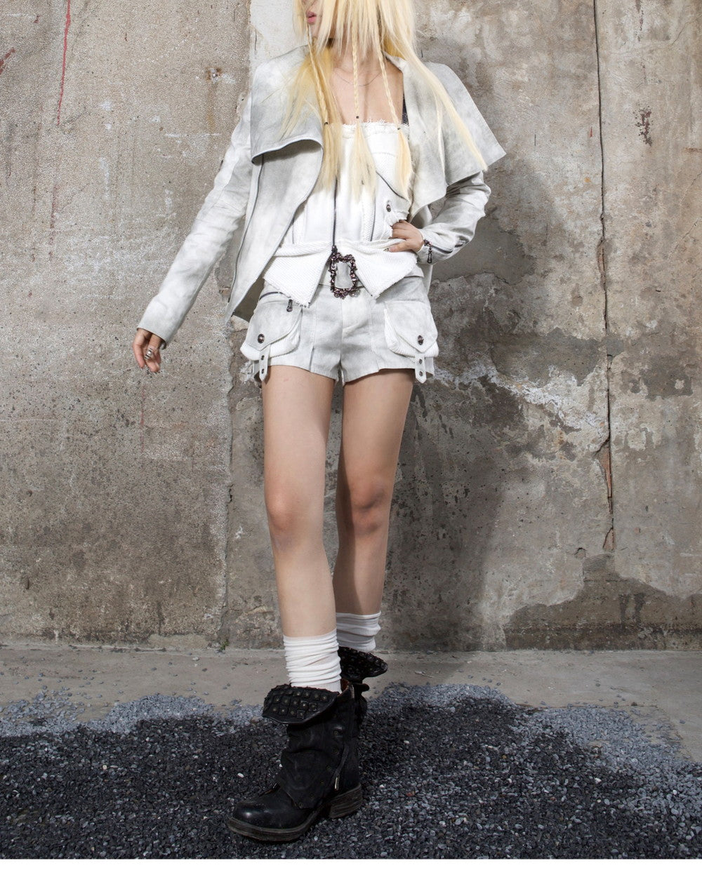Tie-Dye Big-Collar High-Neck Double-Zip Retro Jacket
