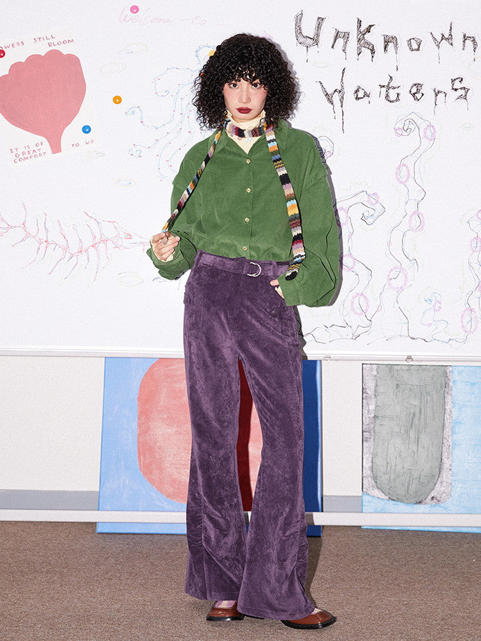 Corduroy Plain Simple Oversize Causal Shirt