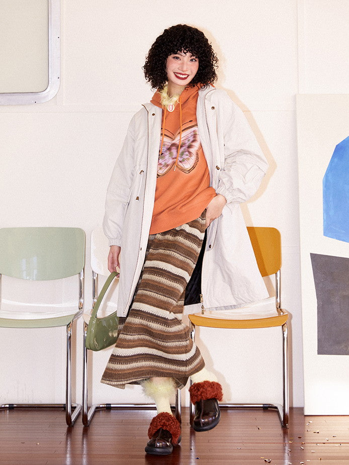 Cotton Draw String Casual Sinkey Long Coat