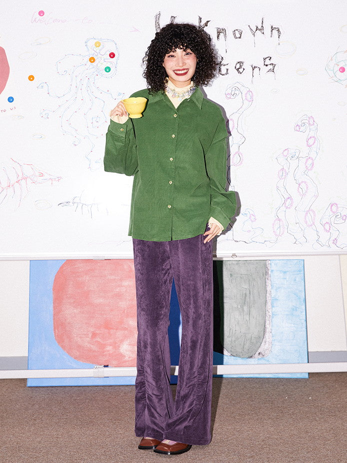 Corduroy Plain Simple Oversize Causal Shirt