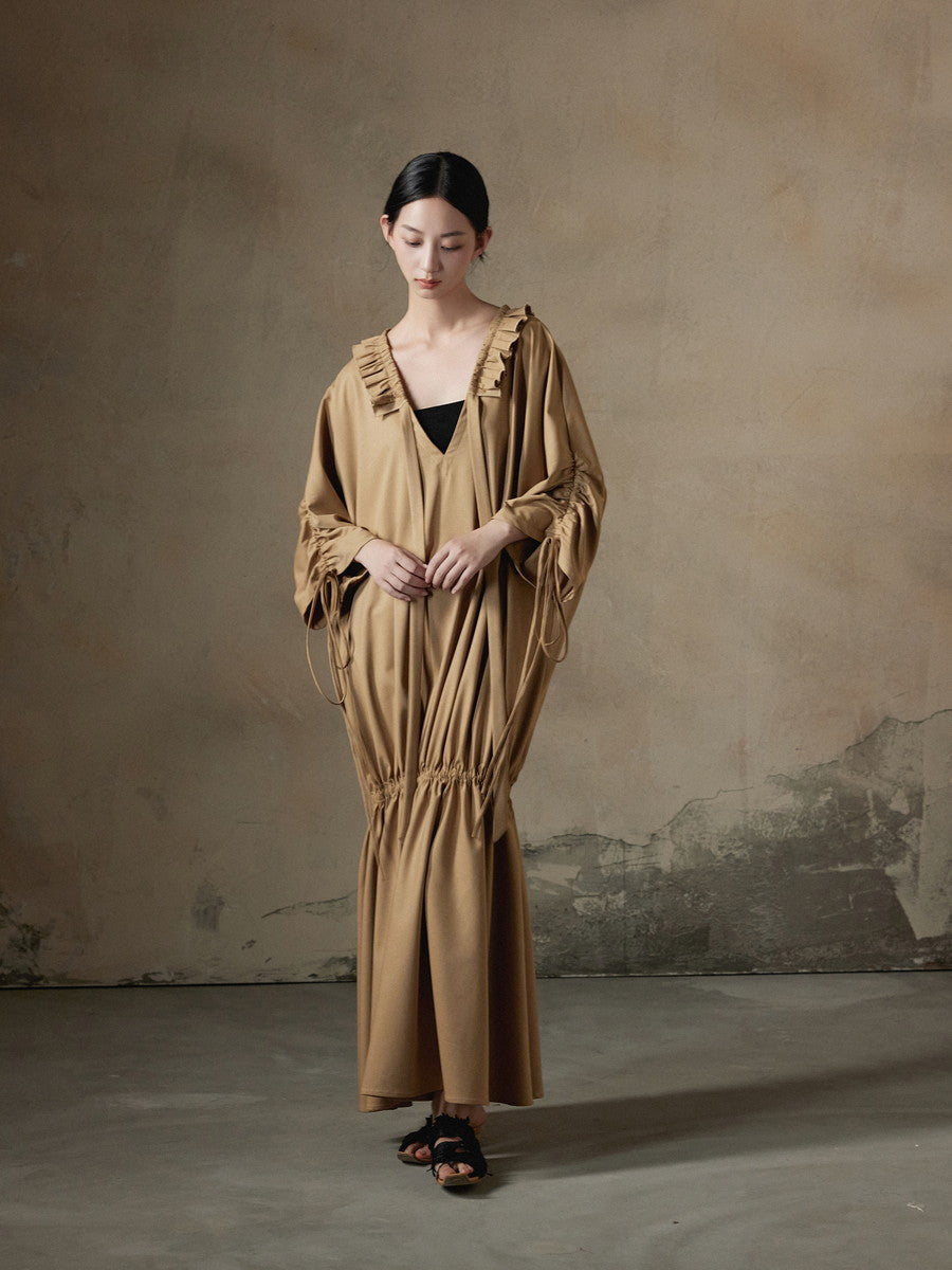 Neck Frill Nichi Long Loose Mermaid Dress