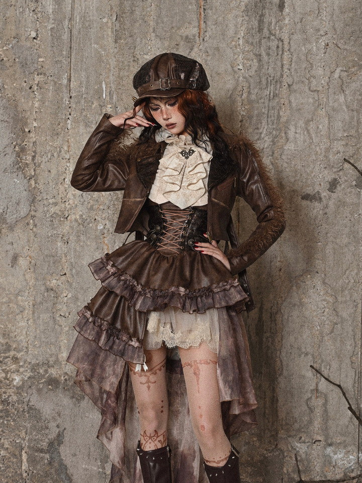 Leder & Fue High-End-Flare Dicke wunderschöne Jacke