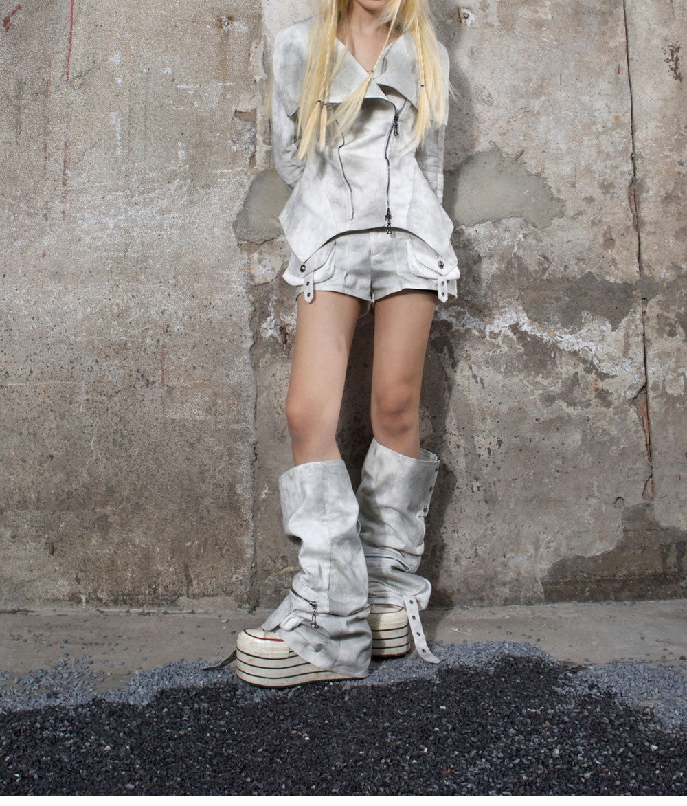 Tie-Dye Big-Collar High-Neck Double-Zip Retro Jacket