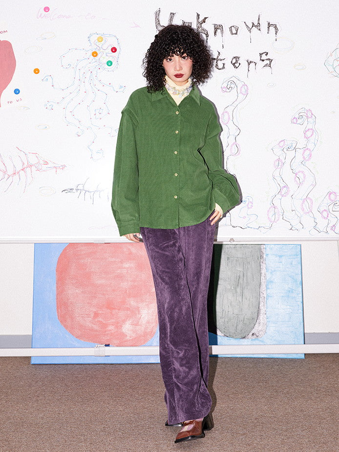Corduroy Plain Simple Oversize Causal Shirt