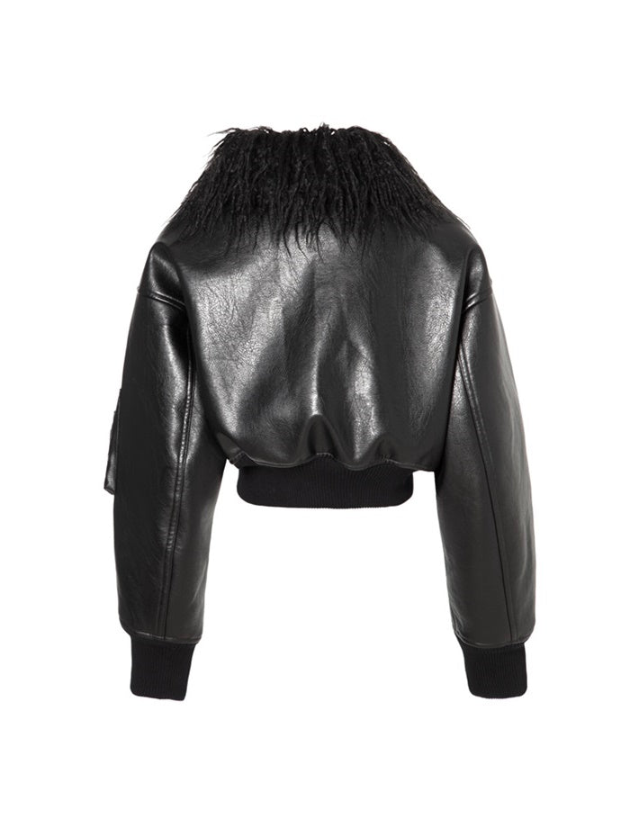 볼륨 슬리브 니치 가죽 술 프린지 재킷