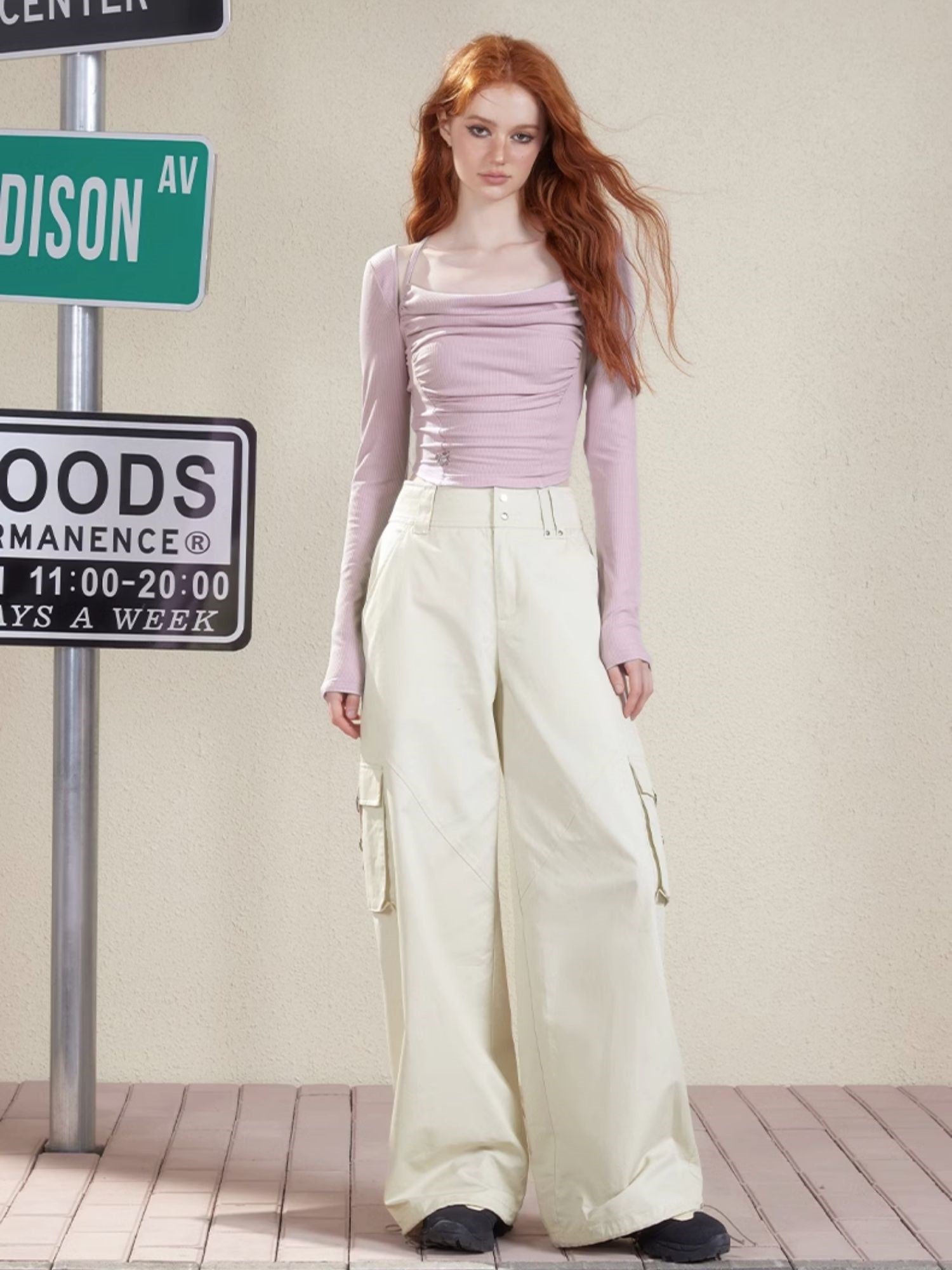 One-Shoulder Gather Short Slim Drape Cutsew