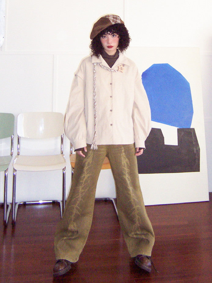 Corduroy Plain Simple Oversize Causal Shirt