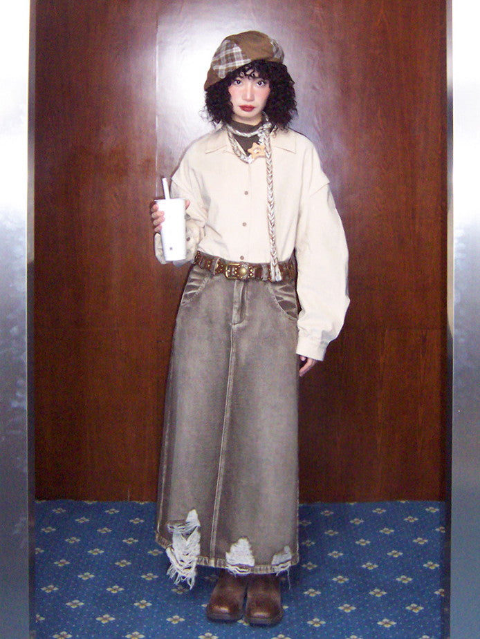 Corduroy Plain Simple Oversize Causal Shirt