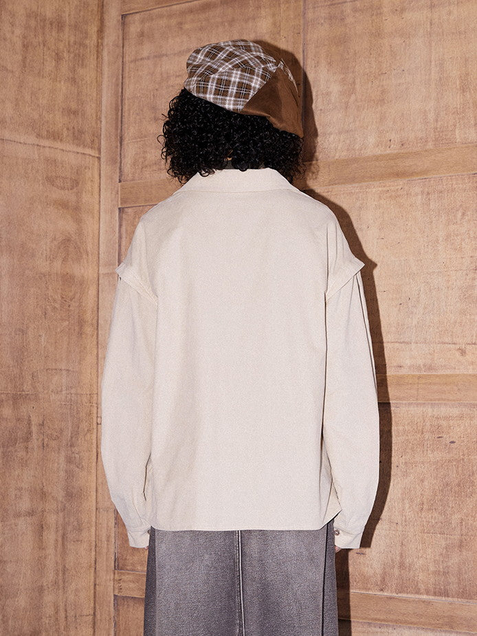 Corduroy Plain Simple Oversize Causal Shirt