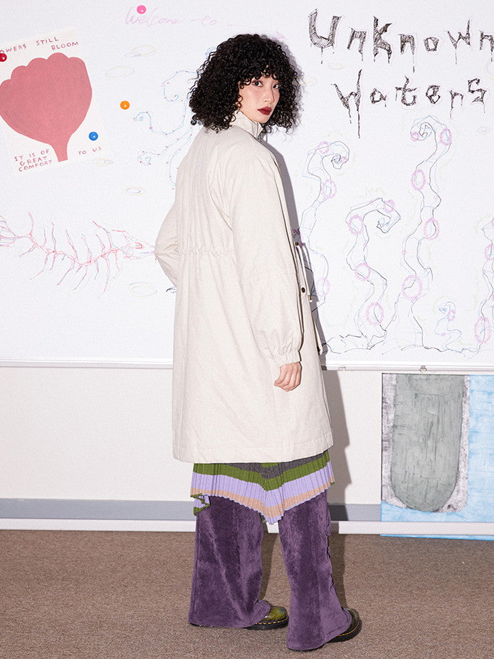Cotton Draw String Casual Sinkey Long Coat