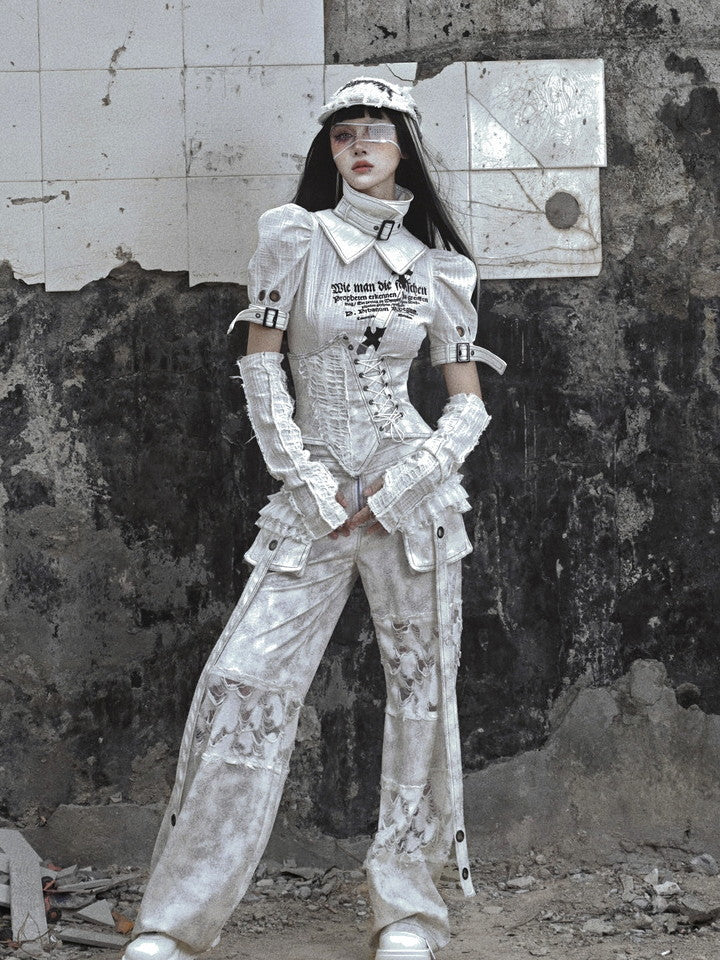 고딕 레이스 업 레이스 빈티지 스타 Nichi Bustier