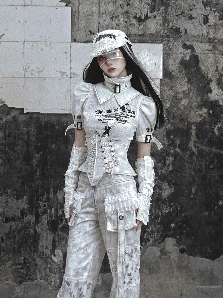 고딕 레이스 업 레이스 빈티지 스타 Nichi Bustier